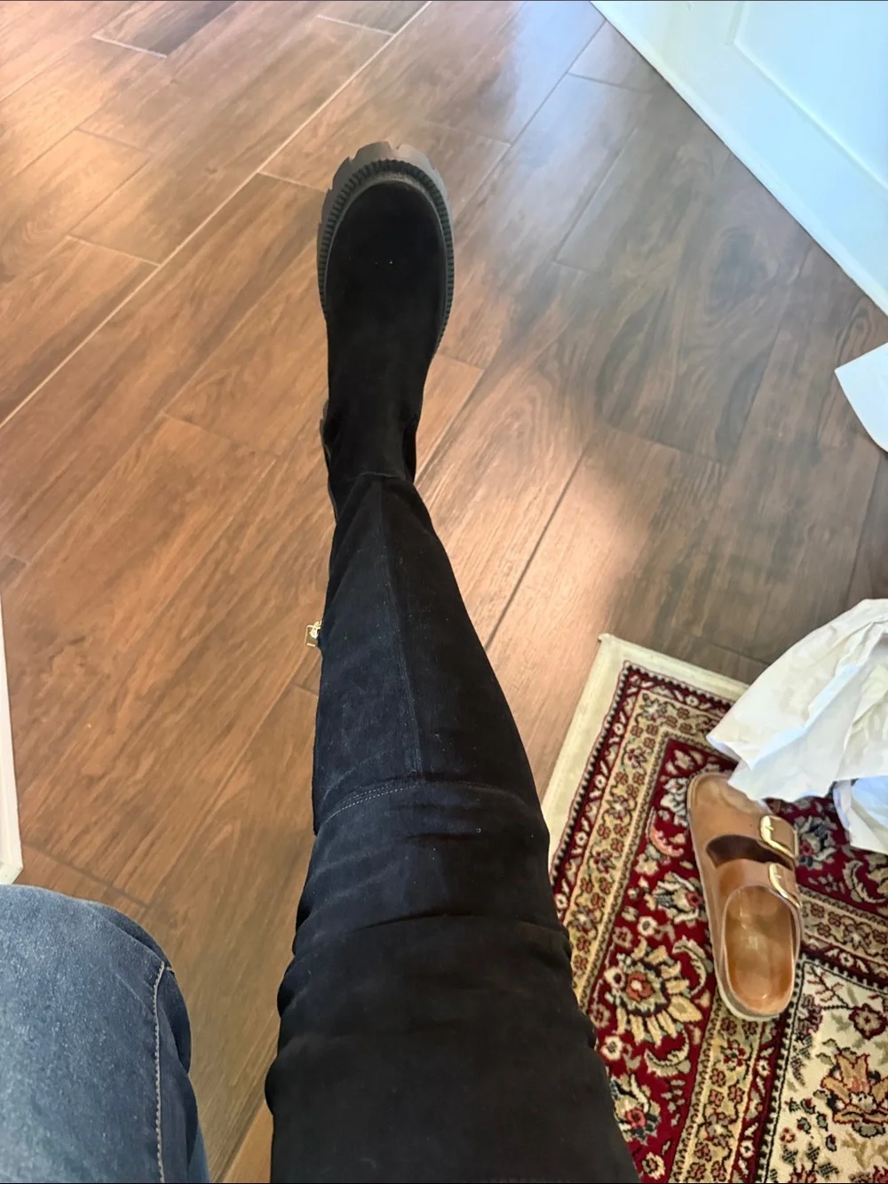 Coach Black Suede Over-the-Knee Lug Sole Boots